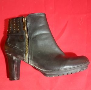 Black, ankle, chunk heel boots by Avon